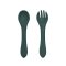 PETITE&MARS Juego de comedor silicona TAKE&MATCH 2 piezas plato + cubiertos Misty Green 6m+