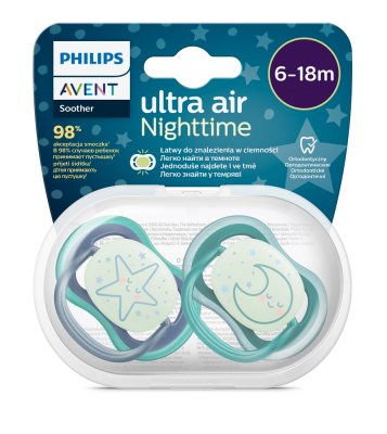 Philips AVENT Ultra Air Nachtschnuller 6-18m Junge, 2 Stk