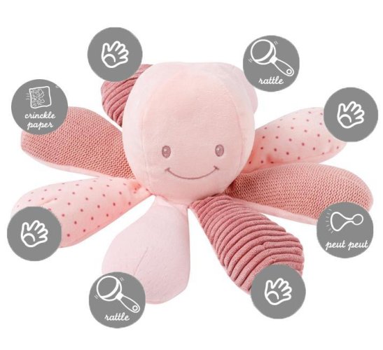 NATTOU Jucărie educativă Octopus 8 activități Lapidou roz