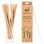 Canudo longo de bambu com escova de limpeza, 12 unidades