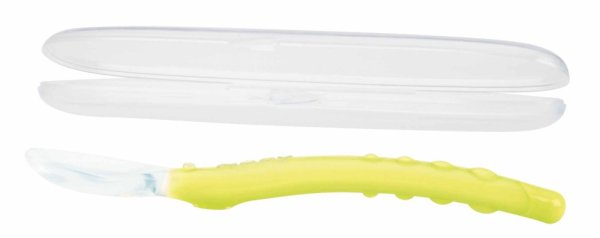 NUBY Silicone spoon with case 3 m+, yellow-green