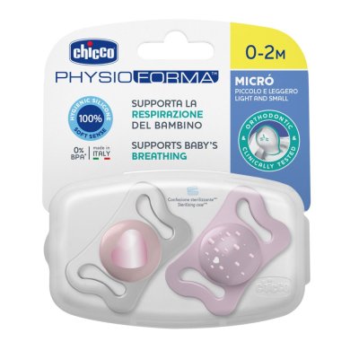 CHICCO Schnuller Physio Micro Silikon 0-2m Mädchen 2 Stk