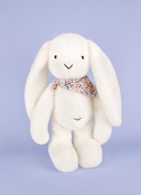 Doudou Lapin en peluche XXL avec foulard blanc 50 cm