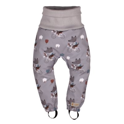 Otroške rastoče softshell hlače z membrano Monkey Mum® - Volkovi na kolesu