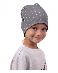 Detská bavlnená čiapka, obojstranná, čierna+šedá s bodkami