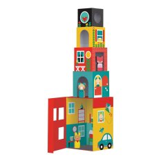 Petit Collage Turm aus 1-2-3 Würfeln Häuser mit Figuren