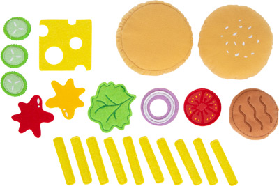 small foot Stoff-Hamburger mit Pommes
