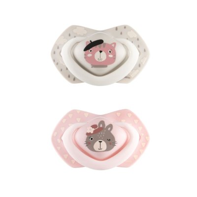 CANPOL BABIES Set symmetrischer Silikon-Schnuller 18m+ Bonjour Paris rosa