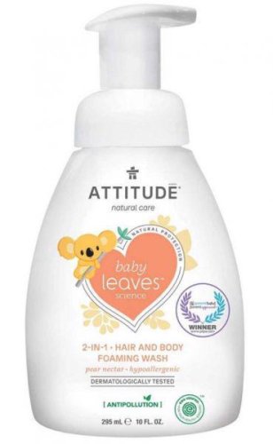 ATTITUDE Dječja pjena za umivanje 2 u 1 Baby leaves s mirisom soka od kruške 295 ml