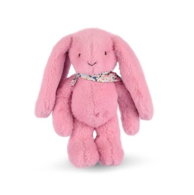 Doudou Lapin en peluche avec foulard rose 35 cm
