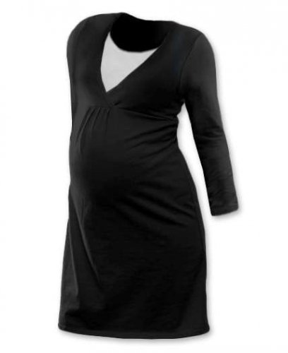 Camicia da notte da allattamento Lucia, manica lunga - nero