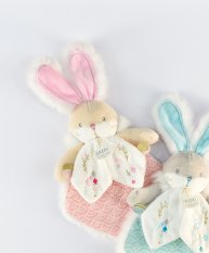 Doudou Geschenkset – Türkis Plüschhase und Windeltasche