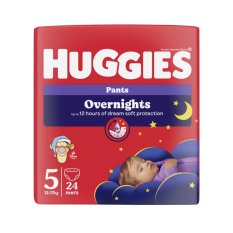 HUGGIES® Majtki pieluchomajtki na noc Overnights Pants rozmiar 5 (12-17 kg), 24 sztuki
