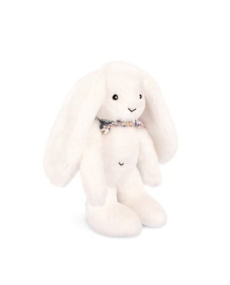 Doudou Lapin en peluche avec foulard blanc 35 cm