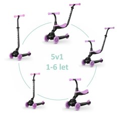 QPLAY Trottinette / draisienne Sema Evo avec lumières LED Violet, âge 1 - 6 ans, jusqu'à 50 kg
