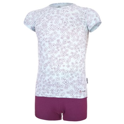 Completo bambina sottile Outlast® - fiori color menta chiaro/prugna