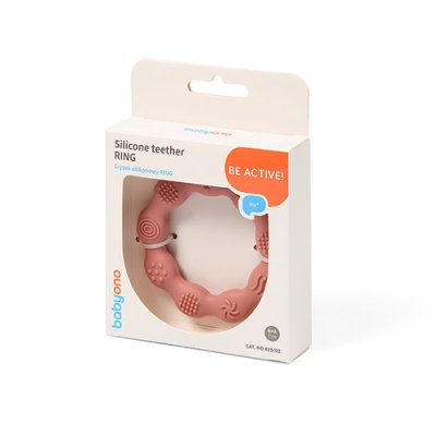 BABYONO Silicone teether Pink ring