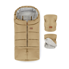 PETITE&MARS Conjunto de saco de inverno Jibot 3 em 1 + luvas para carrinho de bebé Jasie Sweet Toffee