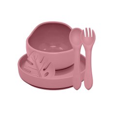 PETITE&MARS Dining set silicone TAKE&MATCH 4 pcs Dusty Rose 6m+