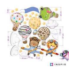 Stickers muraux enfants - Stickers animaux colorés avec le prénom de l'enfant