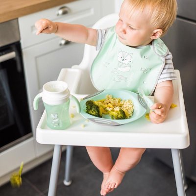 BABYONO Silicone spoon with cover green cat 6m+