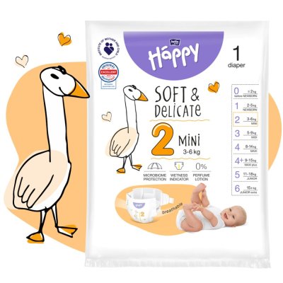 BELLA HAPPY Baby Pleny jednorázové Mini 3-6 kg Big Pack 78 ks