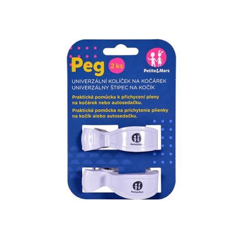 PETITE&MARS Kolíček Peg na kočík (2 ks) White