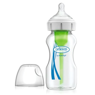 DR.BROWN’S Babyflasche Glas 270ml + Sauger Ersatz für Flasche Level-2 2Stk + Flaschenbürste blau