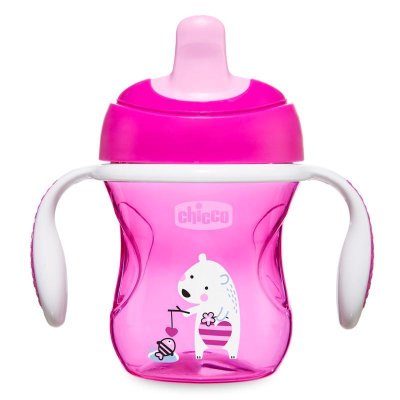 CHICCO Training šalica s ručkama 200 ml roza 6m+