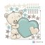 Blue wall sticker for the boy's room - Bear with a name and a heart
