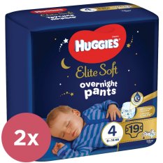 2x HUGGIES® Elite Soft Pants OVN Chiloți scutec de unică folosință 4 (9-14 kg) 19 buc