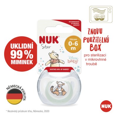 NUK Smoczek Disney Kubuś Puchatek w pudełku, biały 0-6m