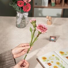 Puzzle 3D en bois RoboTime Œillet rose