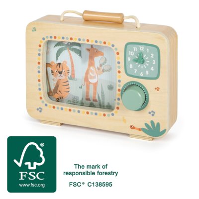 small foot Wooden Television Music Box Safari