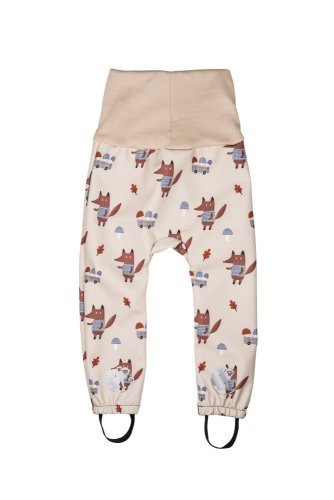 Monkey Mum® Adjustable Softshell Baby Pants with Membrane - Foxes & Mushrooms