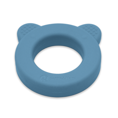 PETITE&MARS Massaggiagengive in silicone con sonaglio Beary Petrol Blue 0m+