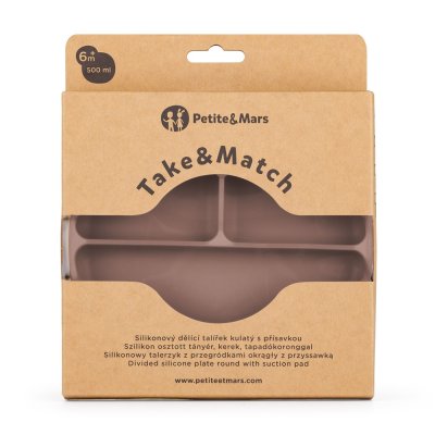 PETITE&MARS Talířek silikonový dělící kulatý Take&Match Velvet Latte 6m+