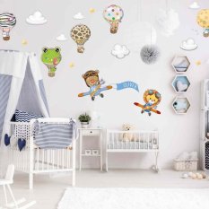 Παιδικά αυτοκόλλητα τοίχου - Πολύχρωμα αυτοκόλλητα ζωάκια με το όνομα του παιδιού