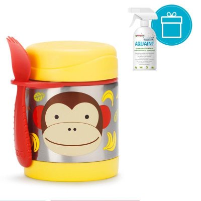 SKIP HOP Zoo Thermos for food with spoon/fork Monkey 325 ml, 3+ + AQUAINT 500 ml