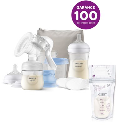 Philips AVENT Manual breast pump, starter set + Breast milk bags 180 ml, 25 pcs