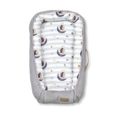 KLUPS Nid pour bébé Velours Retro Lune Hérisson gris 80x45cm