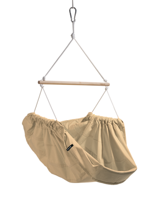 Hängesessel beige meliert HOJDAVAK MAXI mit Kissen - Outdoor-Stoff, Seil schwarz