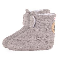 Mit Outlast® gefütterte Hausschuhe - Grau/Streifen weißgrau meliert