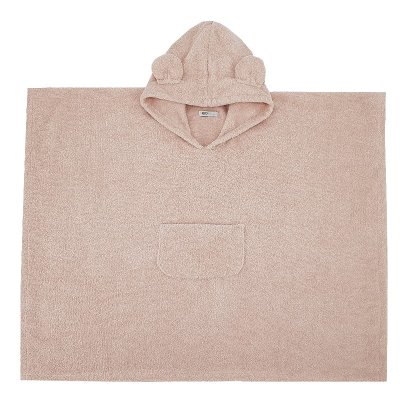 EKO Poncho bawełniane z kapturem i uszkami Powder pink 75x120 cm