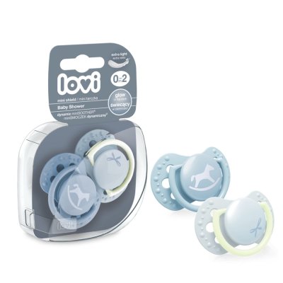 LOVI Smoczek mini Baby shower 0-2m 2szt chłopiec