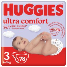 HUGGIES® Πάνες Μίας χρήσης Ultra Comfort Mega 3 (4-9 κιλά) 78 τεμ.