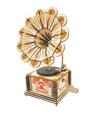 Woodcraft 3D Holzpuzzle Grammophon farbig