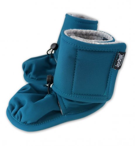 Softshell-skor med fleece, babytossor för vinter - petrol/gråa höjdpunkter