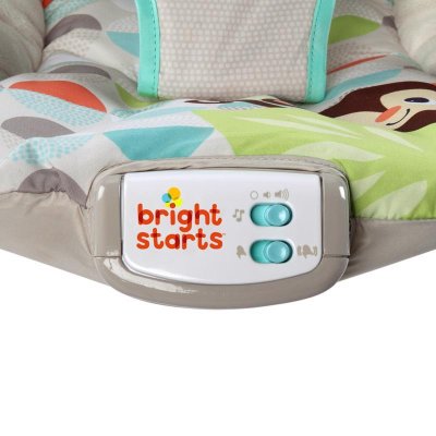 BRIGHT STARTS Chaise longue vibrante avec mélodie Happy Safari 0 m+, jusqu'à 9 kg, 2019