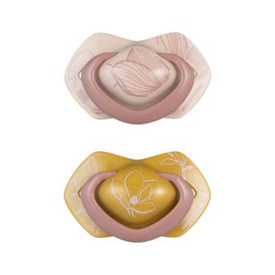 CANPOL BABIES Silikon-Schnuller symmetrisch Light touch GOLD 6-18m 2Stk. rosa
